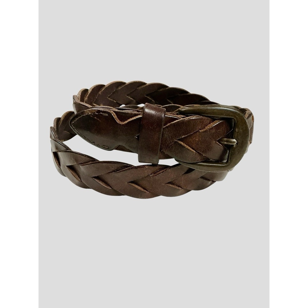 Vintage 90s Brown Genuine Leather Woven Braided Unisex Sz 36